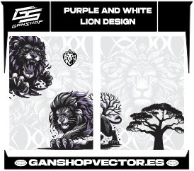 PURPLE AND WHITE LION DESIGN